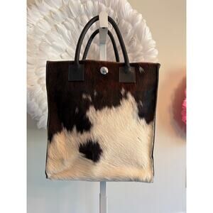 SPINNEYBECK LEATHER HAIR HIDE TOTE WITH PORSCHE CLOSURE